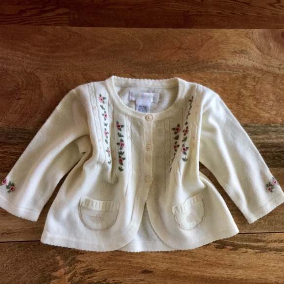Infant delicate knit cardigan sweater 6-12mo - Picture 3 of 8